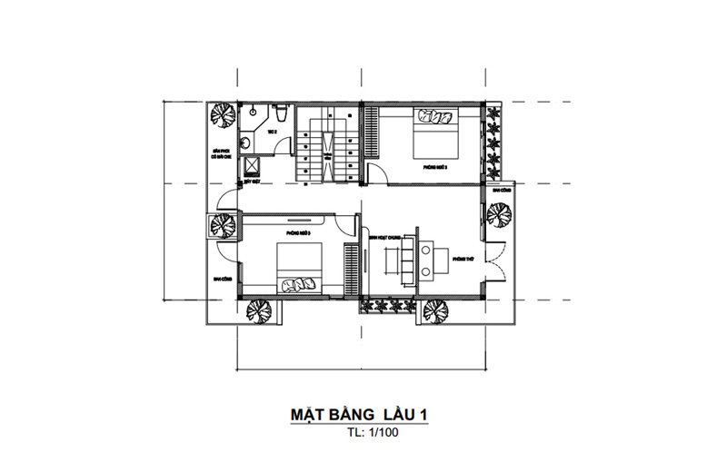 mat-bang-lau-1-nha-pho-2-tang-80m2-doc-dao Mặt bằng lầu 1 nhà phố 2 tầng 90m2 độc đáo