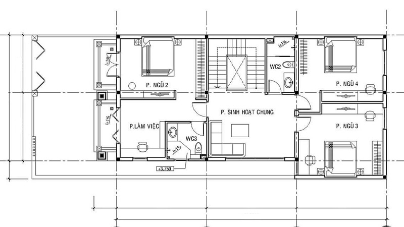 mat-bang-lau-1-nha-pho-2-tang-80m2-tan-co-dien Mặt bằng lầu 1 nhà phố 2 tầng 90m2 tân cổ điển