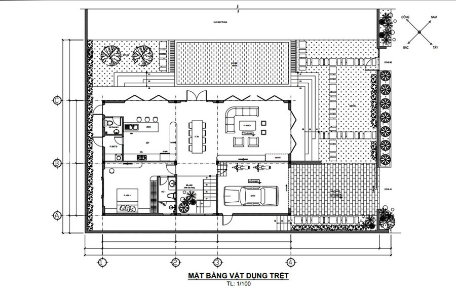 mat-bang-tang-tret-biet-thu-200m2-3-tang-hien-dai Mặt bằng tầng trệt biệt thự 200m2 3 tầng hiện đại