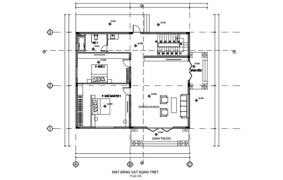 mat-bang-tang-tret-biet-thu-200m2-co-gara Mặt bằng công năng tầng trệt biệt thự 200m2 có gara