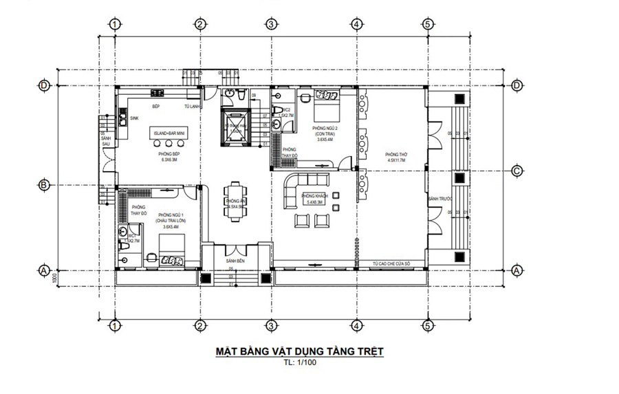 mat-bang-tang-tret-biet-thu-200m2-mai-thai Mặt bằng tầng trệt biệt thự 200m2 mái thái
