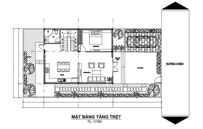 mat-bang-tang-tret-nha-pho-2-tang-80m2-doc-dao Mặt bằng tầng trệt nhà phố 2 tầng 90m2 độc đáo