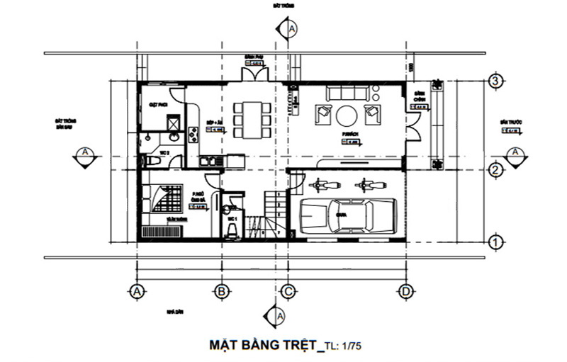mat-bang-tang-tret-nha-pho-2-tang-80m2-mai-thai Mặt bằng tầng trệt nhà phố 2 tầng 90m2 mái thái