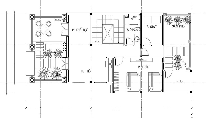mat-bang-tang-tret-nha-pho-2-tang-80m2-tan-co-dien Mặt bằng tầng trệt nhà phố 2 tầng 90m2 tân cổ điển