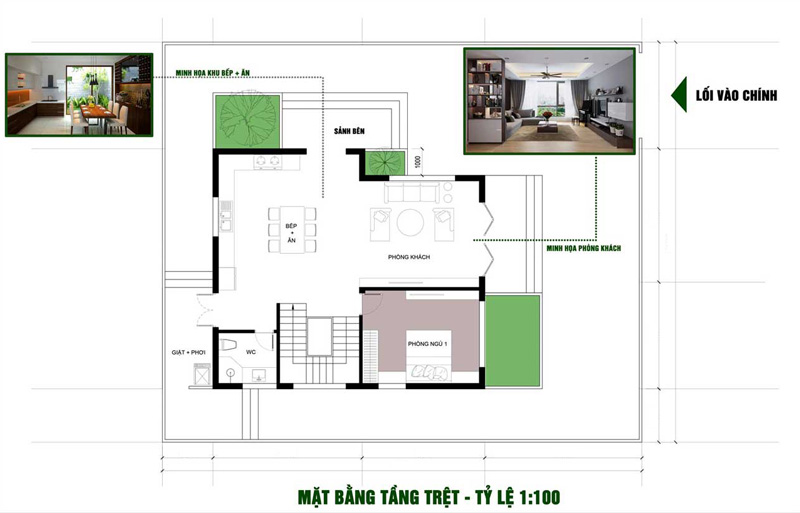 mat-bang-tang-tret-nha-pho-8m-2-tang-mai-lech Mặt bằng tầng trệt nhà phố 2 tầng mặt tiền 8m mái lệch