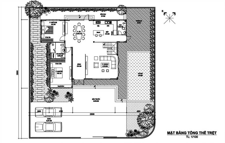 mat-bang-tong-the-biet-thu-san-vuon-2-tang-co-ho-boi Bản vẽ mặt bằng tổng thể biệt thự sân vườn 2 tầng có hồ bơi