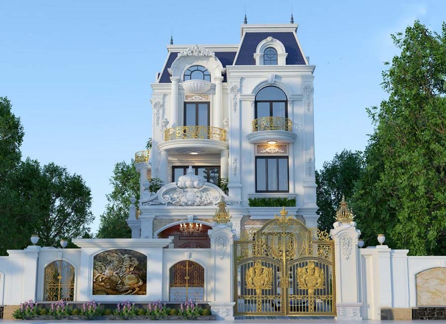 mau-biet-thu-3-tang-kieu-phap-mai-mansard-1 Biệt thự 3 tầng đẹp kiểu Pháp mái Mansard