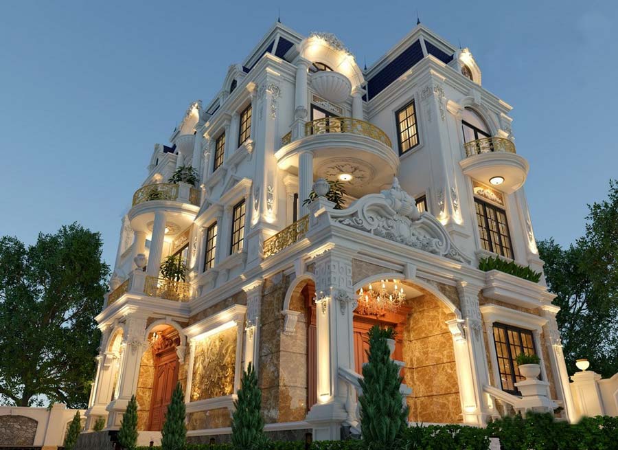 mau-biet-thu-3-tang-kieu-phap-mai-mansard-2 Biệt thự 3 tầng đẹp kiểu Pháp mái Mansard