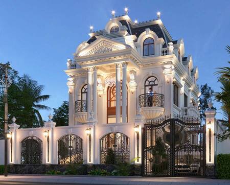 mau-biet-thu-kieu-phap-6-phong-ngu-2 Mẫu nhà biệt thự kiểu Pháp 6 phòng ngủ