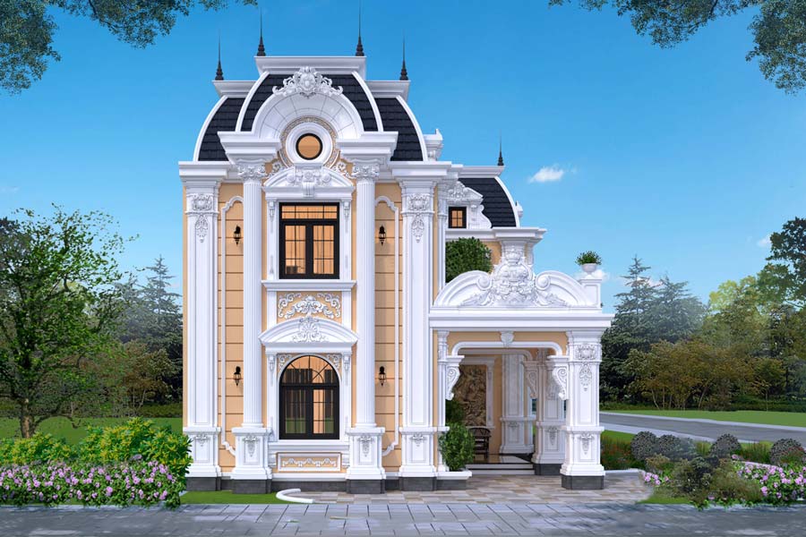 mau-biet-thu-kieu-phap-chu-l Mẫu biệt thự pháp đẹp kiểu chữ L