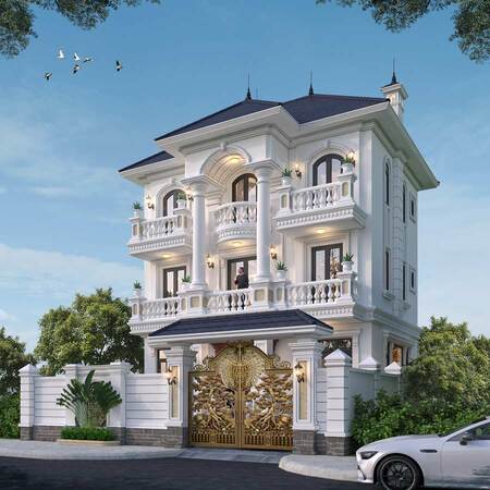 mau-biet-thu-kieu-phap-mai-thai Mẫu biệt thự kiểu Pháp cổ mái Thái