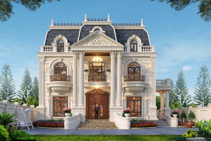 mau-biet-thu-lau-dai-kieu-phap-2-tang-co-dien-1 Mẫu biệt thự lâu đài kiểu Pháp 2 tầng