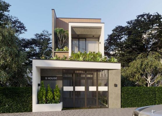 Mẫu nhà 1 trệt 1 lầu 5x15 mái bằng