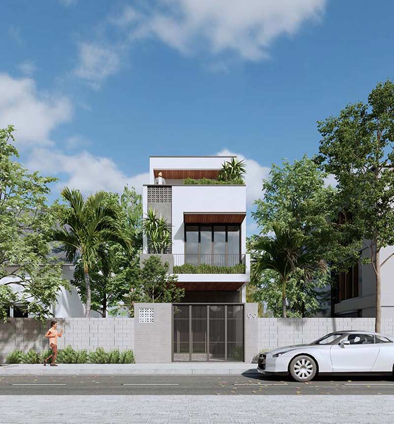 Mẫu nhà 1 trệt 1 lầu 5x17 kết hợp không gian xanh