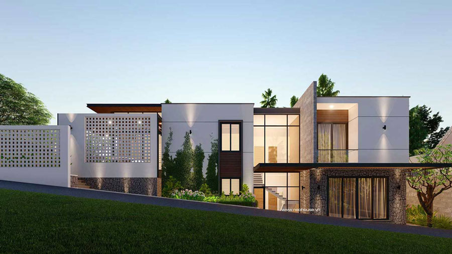 Mặt tiền nhà 1 trệt 1 lầu hiện đại