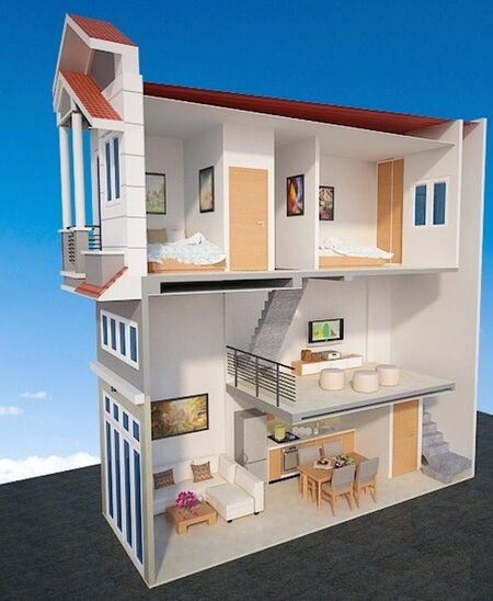 Nhà 1 trệt 1 lửng 1 lầu