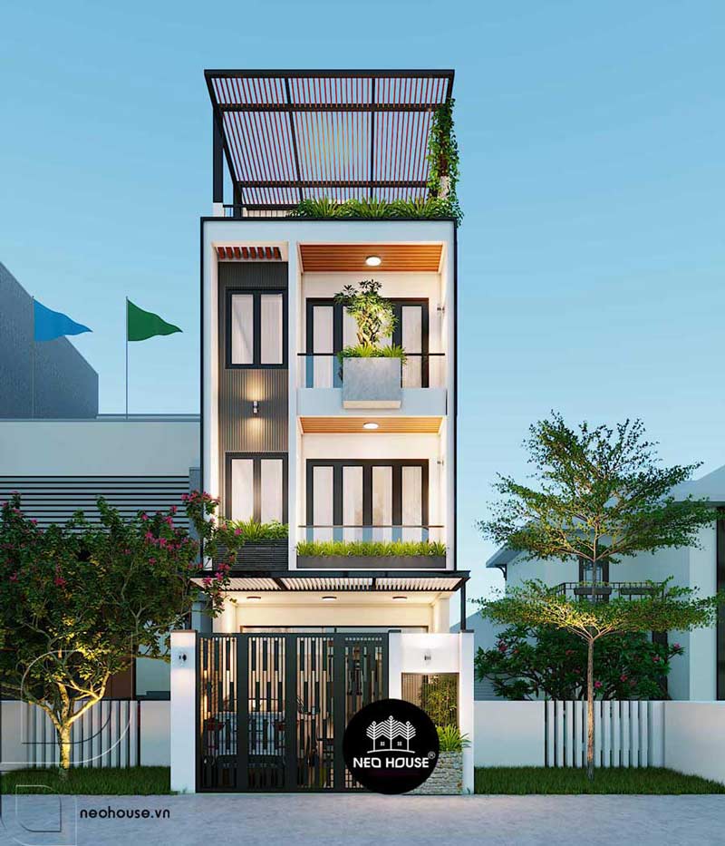 Mẫu nhà 1 trệt 2 lầu 1 sân thượng