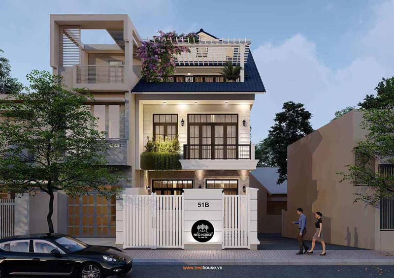 Mẫu nhà 1 trệt 2 lầu hiện đại 3 phòng ngủ