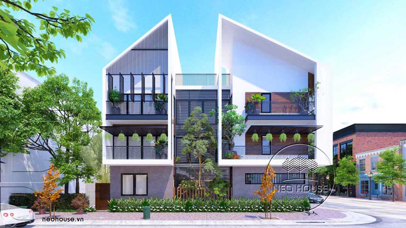 Thiết kế nhà 1 trệt 2 lầu theo phong cách tối giản