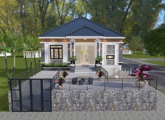 Top 10 mẫu nhà cấp 4 3 phòng ngủ 120m2 đẹp xu hướng mới 5 Mẫu nhà cấp 4 có tầng hầm