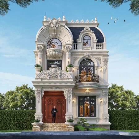 mau-nha-kieu-phap-2-tang-1-tum Mẫu nhà kiểu Pháp 2 tầng 1 tum