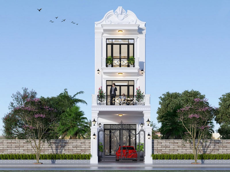 mau-nha-ong-3-tang-tan-co-dien-4 Mẫu thiết kế nhà ống 3 tầng tân cổ điển