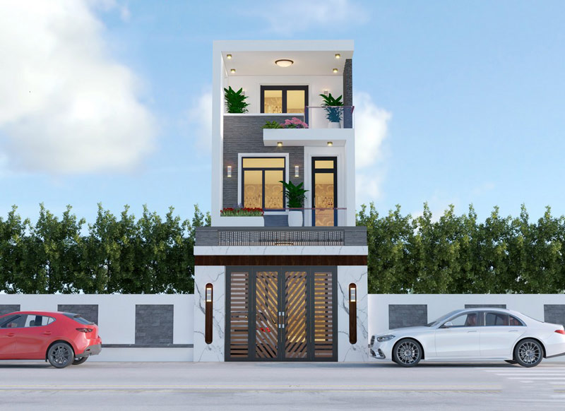 mau-nha-ong-dep-3-tang-5x20m-2 Mẫu mặt tiền nhà ống 3 tầng 5x20m