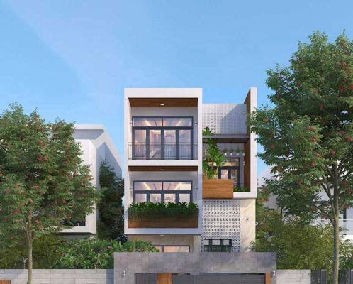 Mẫu mặt tiền nhà 3 tầng đẹp 7m