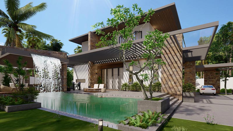 Nhà biệt thự sân vườn có hồ bơi trong nhà