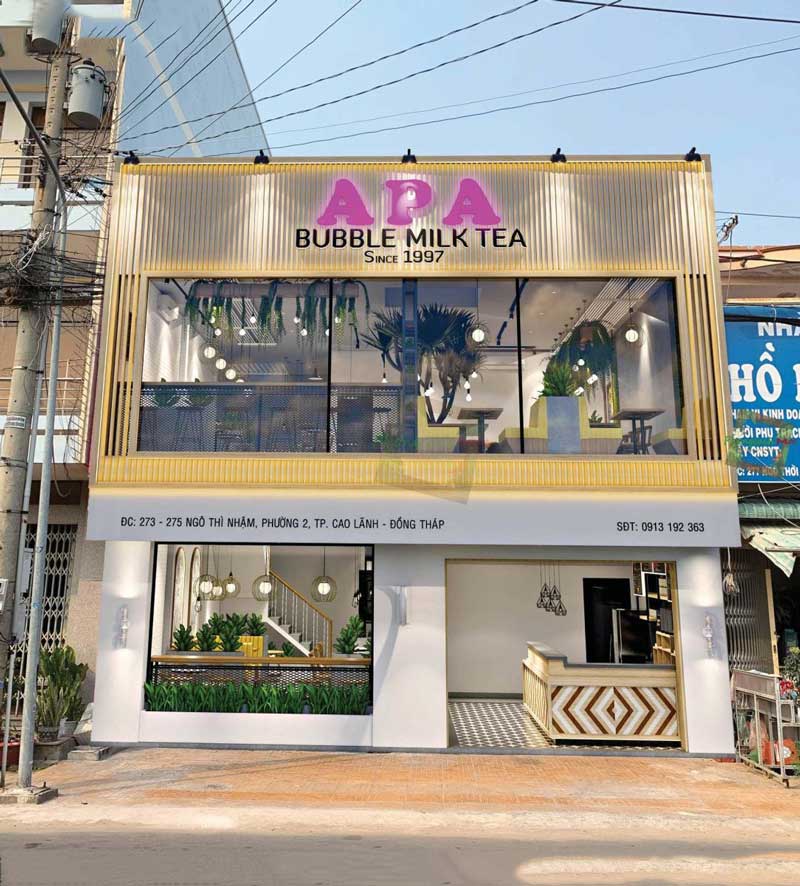 mau-thiet-ke-quan-tra-sua-2-tang-dep-anh-2 Những mẫu thiết kế quán trà sữa 2 tầng được yêu thích nhất