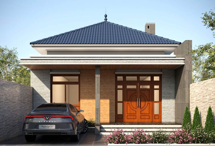 nha-1-tang-3-phong-ngu-phong-cach-chau-au Bản thiết kế nhà 1 tầng 3 phòng ngủ phong cách châu Âu