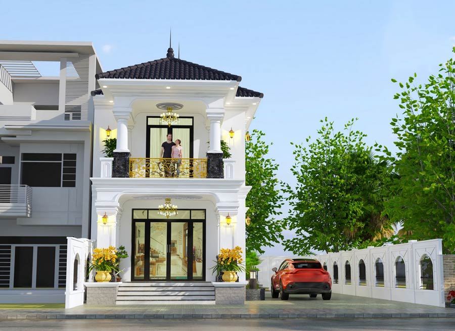 Nhà 1 trệt 1 lầu 3 phòng ngủ tân cổ điển