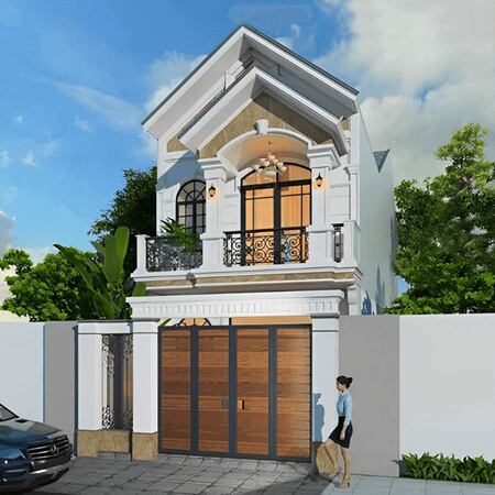 Mẫu nhà 1 trệt 1 lầu mái Thái 5x15m