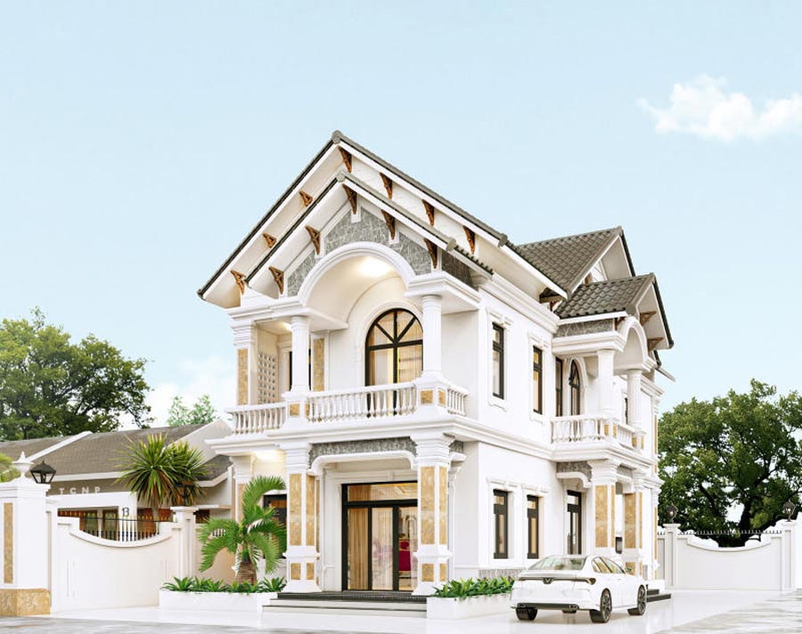 Mẫu nhà 1 trệt 1 lầu mái Thái 5x15m