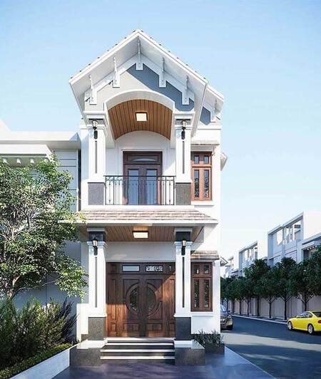 Mẫu nhà 1 trệt 1 lầu mái Thái 5x15m