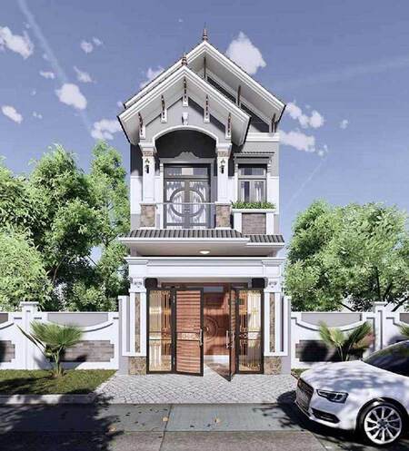 Mẫu nhà 1 trệt 1 lầu mái Thái 5x20m