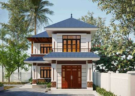 Mẫu nhà 1 trệt 1 lầu mái Thái chữ L