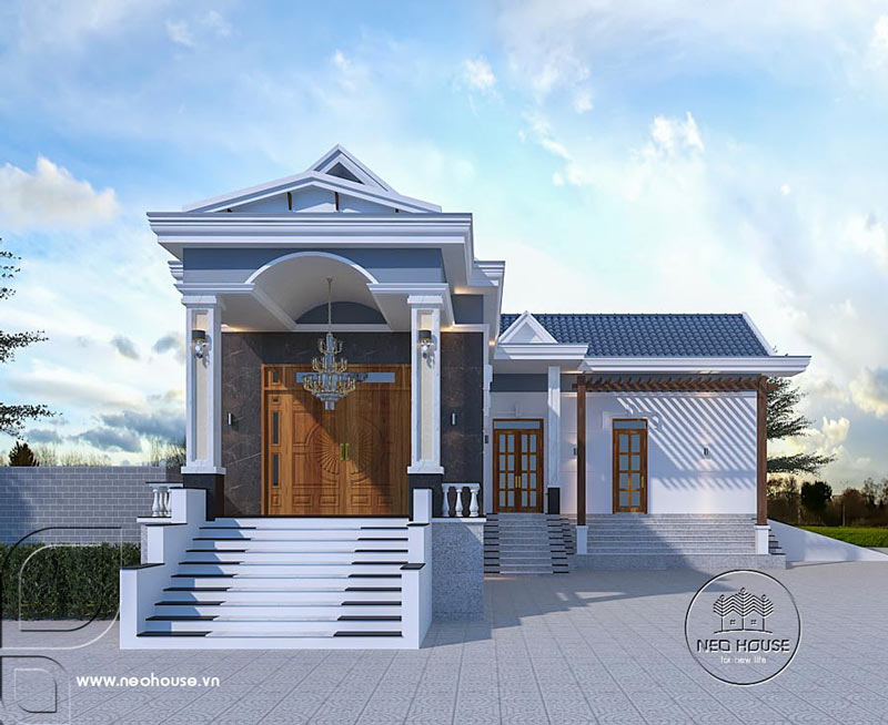 Mẫu nhà cấp 4 chữ l 3 phòng ngủ mái thái