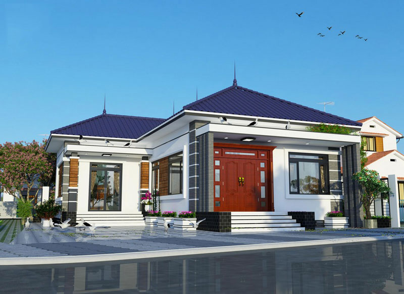 Mẫu nhà cấp 4 chữ l 3 phòng ngủ sang trọng