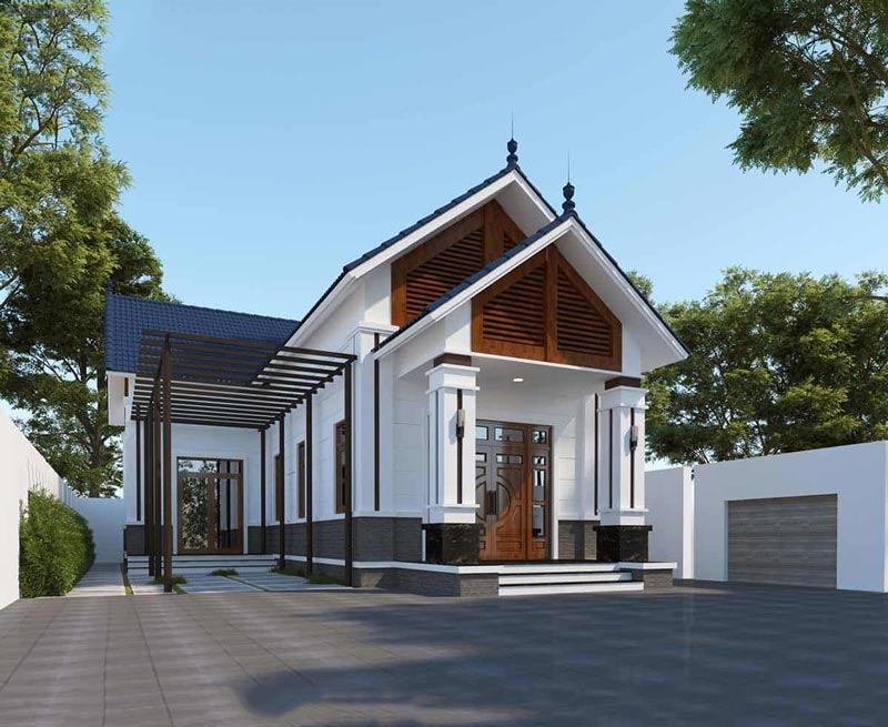 Nhà cấp 4 chữ L mái tôn 2 phòng ngủ