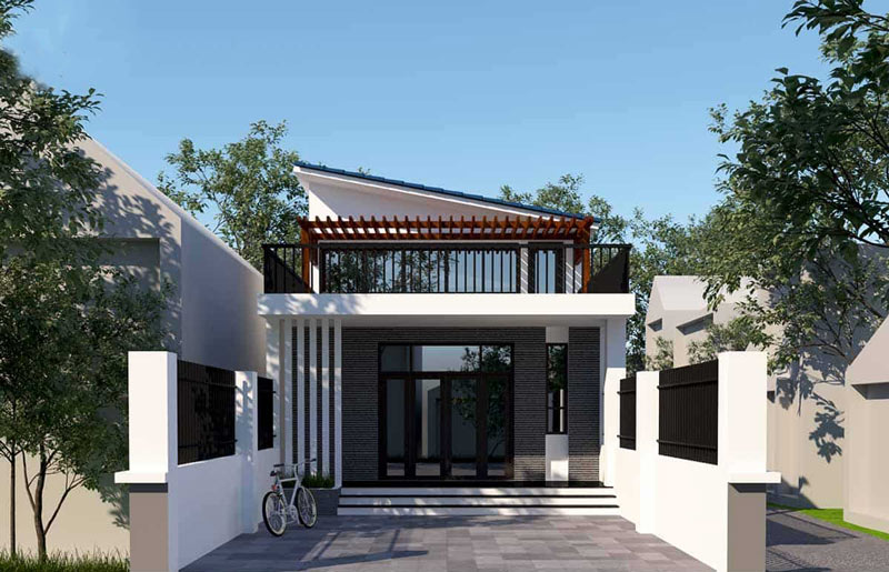 Nhà cấp 4 mái lệch 3 phòng ngủ độc đáo