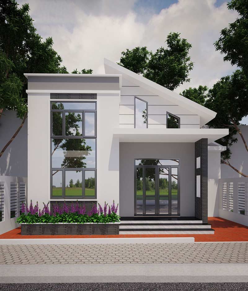 Nhà cấp 4 mái lệch 3 phòng ngủ độc đáo