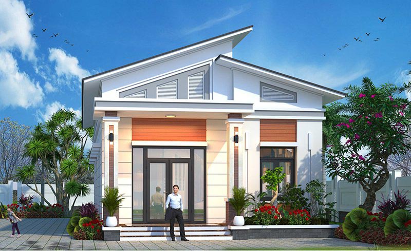 Nhà cấp 4 mái lệch 3 phòng ngủ kết hợp sân vườn