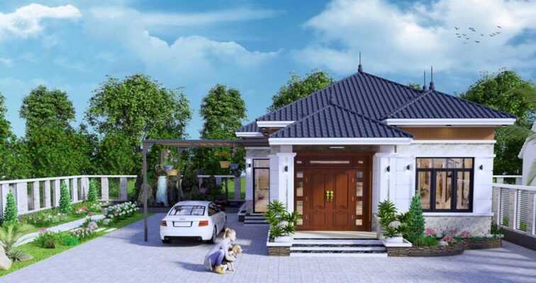 30+ Mẫu nhà cấp 4 không gian mở, sân vườn đẹp & thoáng mát 4 Mẫu nhà cấp 4 không gian mở mái nhật