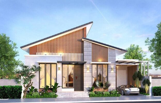 Mẫu nhà cấp 4 nông thôn mái Lệch