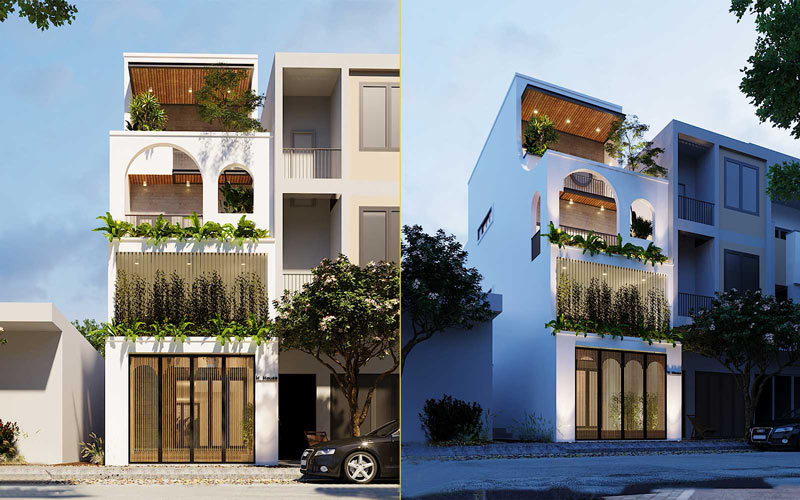 Mẫu nhà phố 2 tầng 1 tum diện tích 70m2