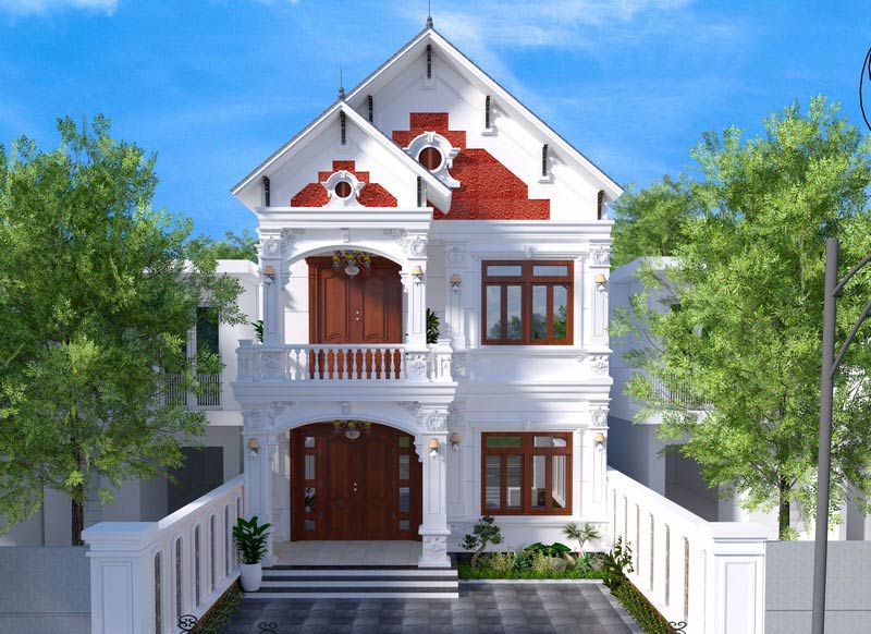 Mẫu thiết kế nhà phố 2 tầng 70m2 phong cách cổ điển