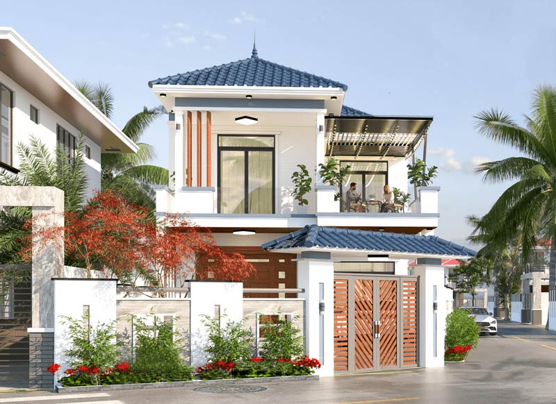 Mẫu nhà phố 2 tầng 70m2 phong cách tối giản