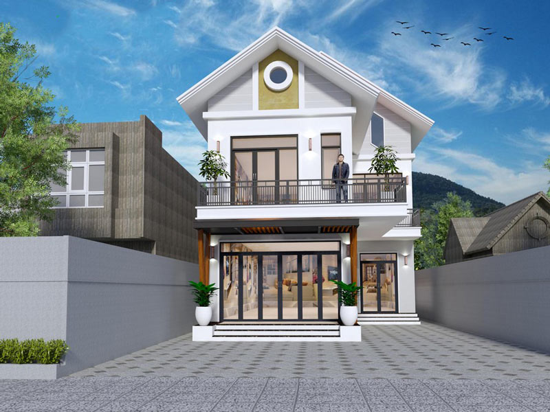 Mẫu nhà phố 2 tầng 70m2 phong cách tối giản