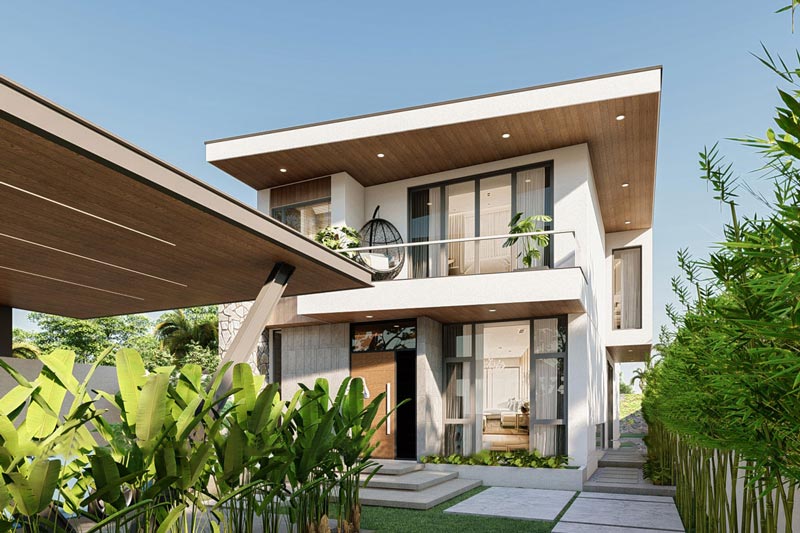 Mẫu nhà 2 tầng 70m2 mái bằng